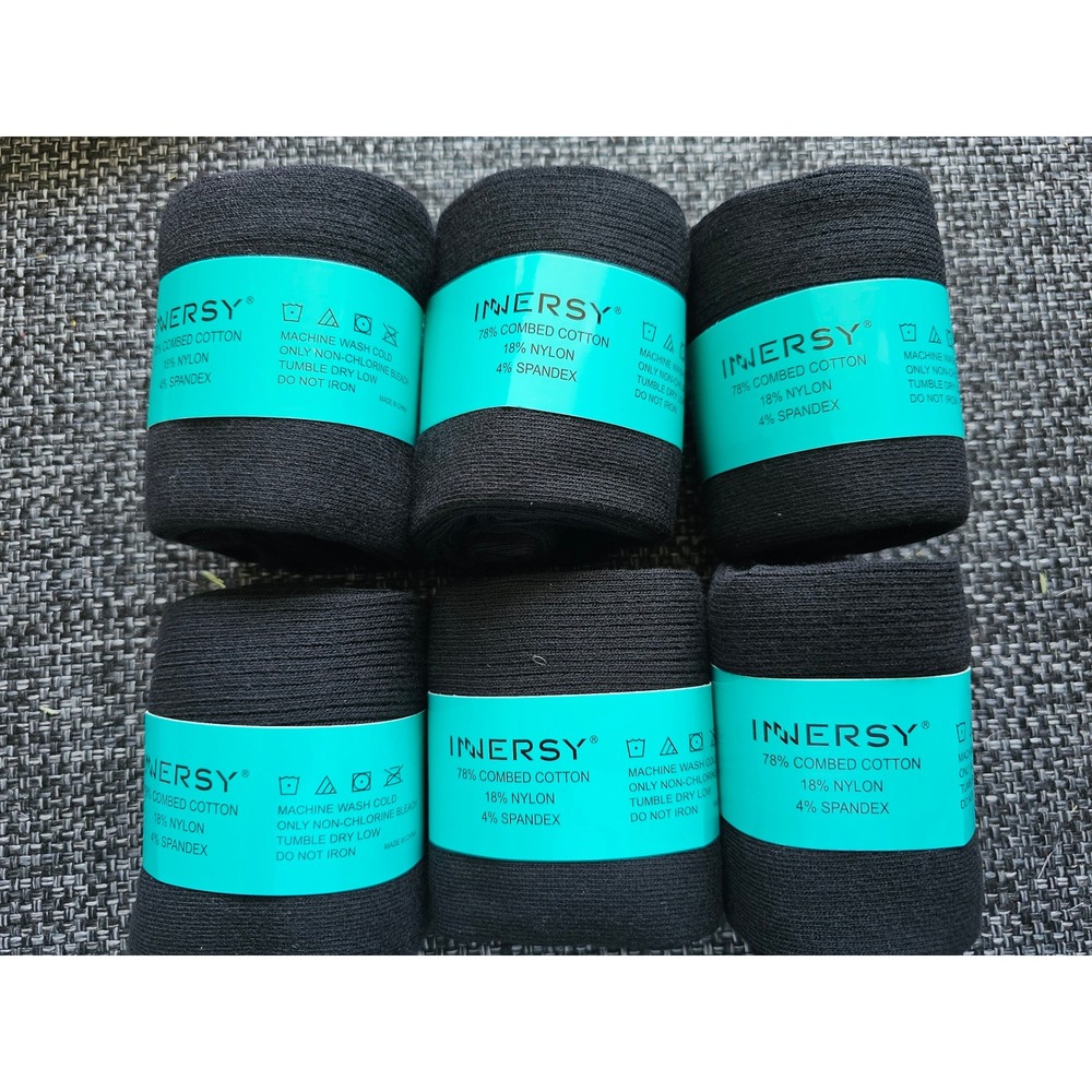 Innersy Dress Socks Mens L Black New 6 Pairs Ribbed Combed Cotton Blend